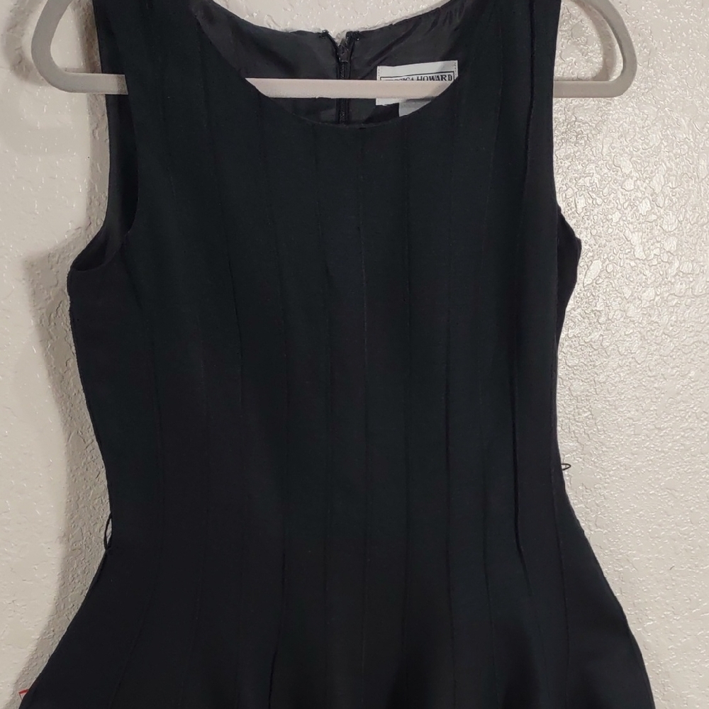 JESSICA HOWARD,55%Linen,45%Rayon,Elegant Black Sleeveless Dress - Picture 3 of 17